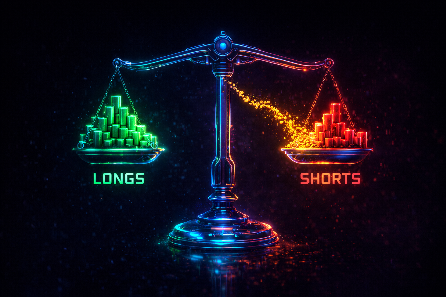 Balance numérique équilibrant Longs et Shorts via les flux de Funding Rate.