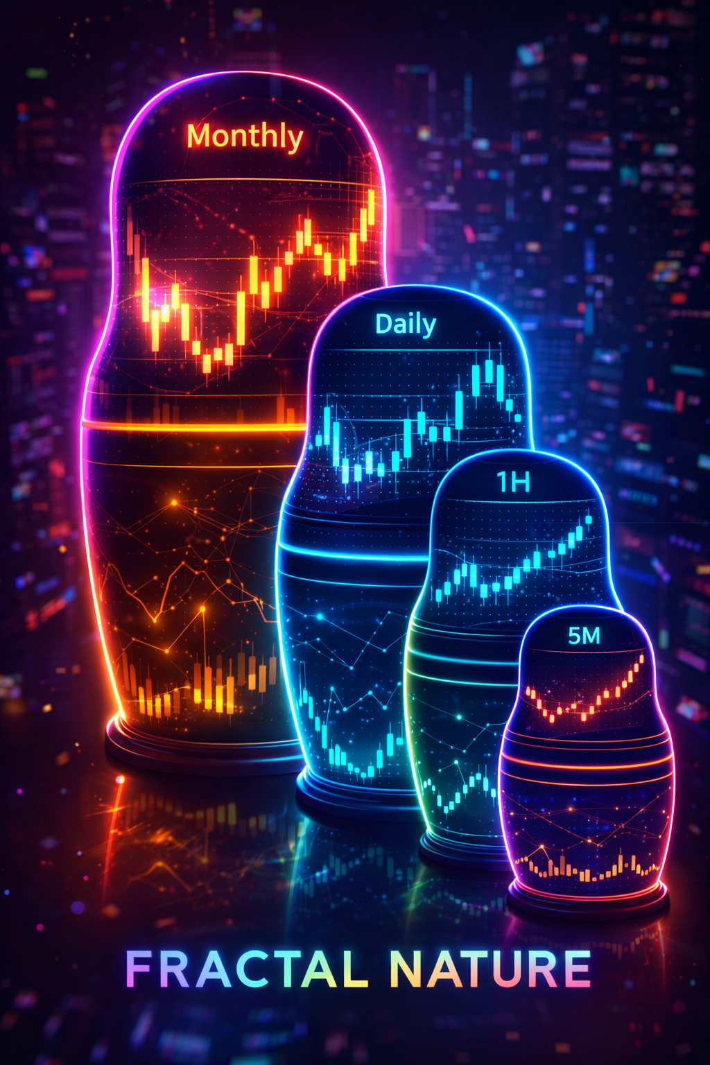 Représentation visuelle d'une bougie Daily se décomposant en 24 bougies horaires.