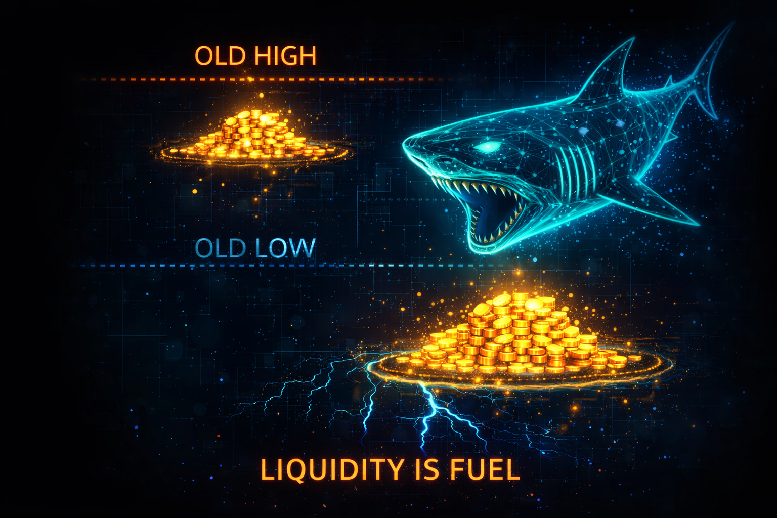 Diagramme montrant des piscines de liquidité (Stop Loss) reposant au-dessus des Hauts Égaux et en dessous des Bas Égaux.