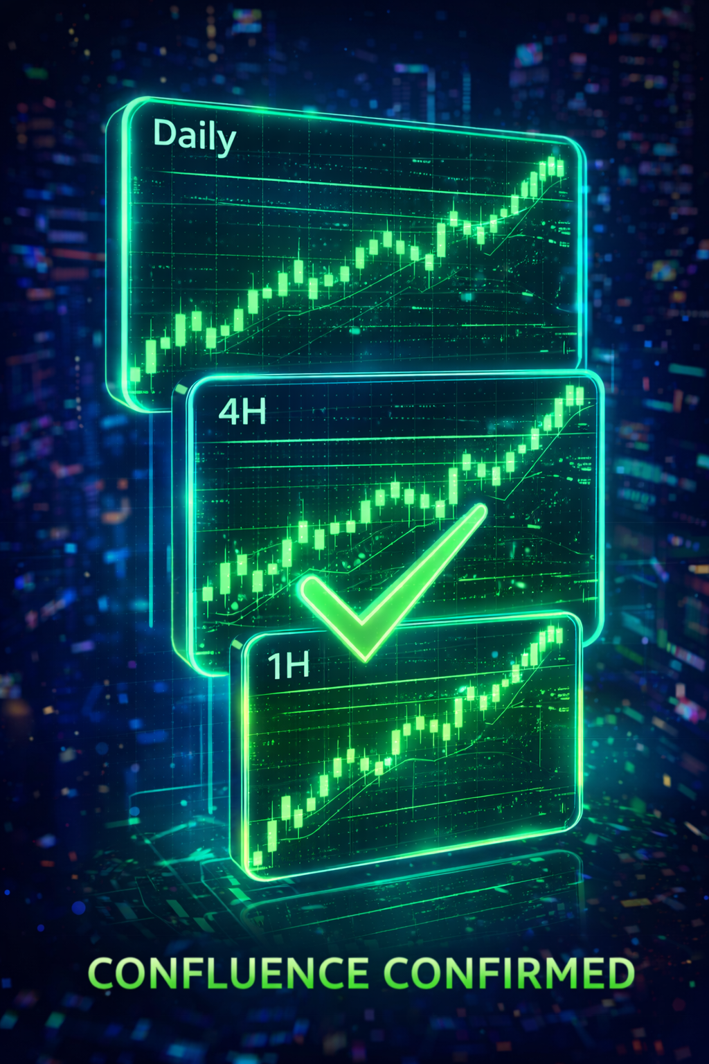 Diagramme montrant trois graphiques empilés s'alignant pour une entrée parfaite.