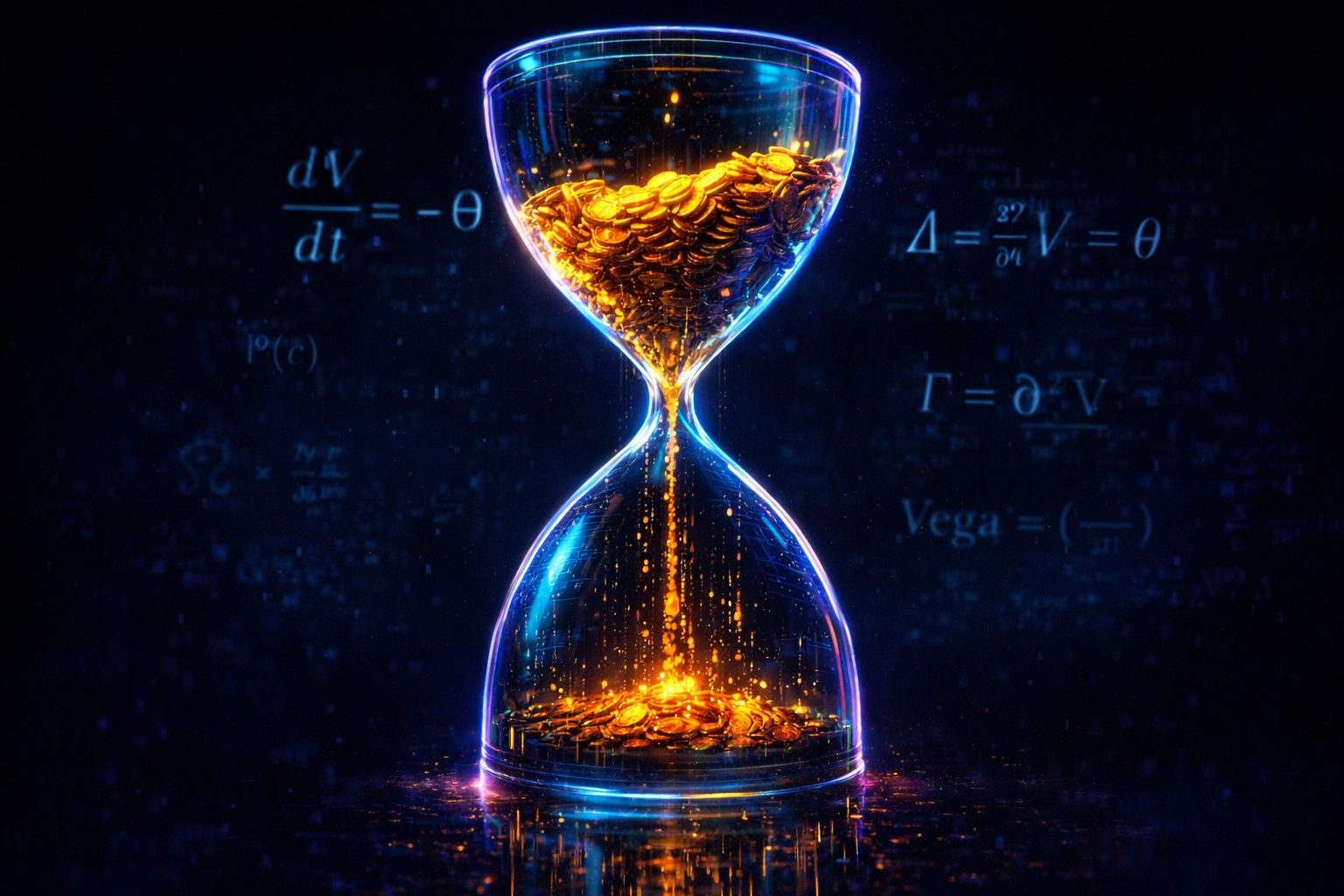 Sablier avec des pièces qui fondent représentant la dégradation temporelle.