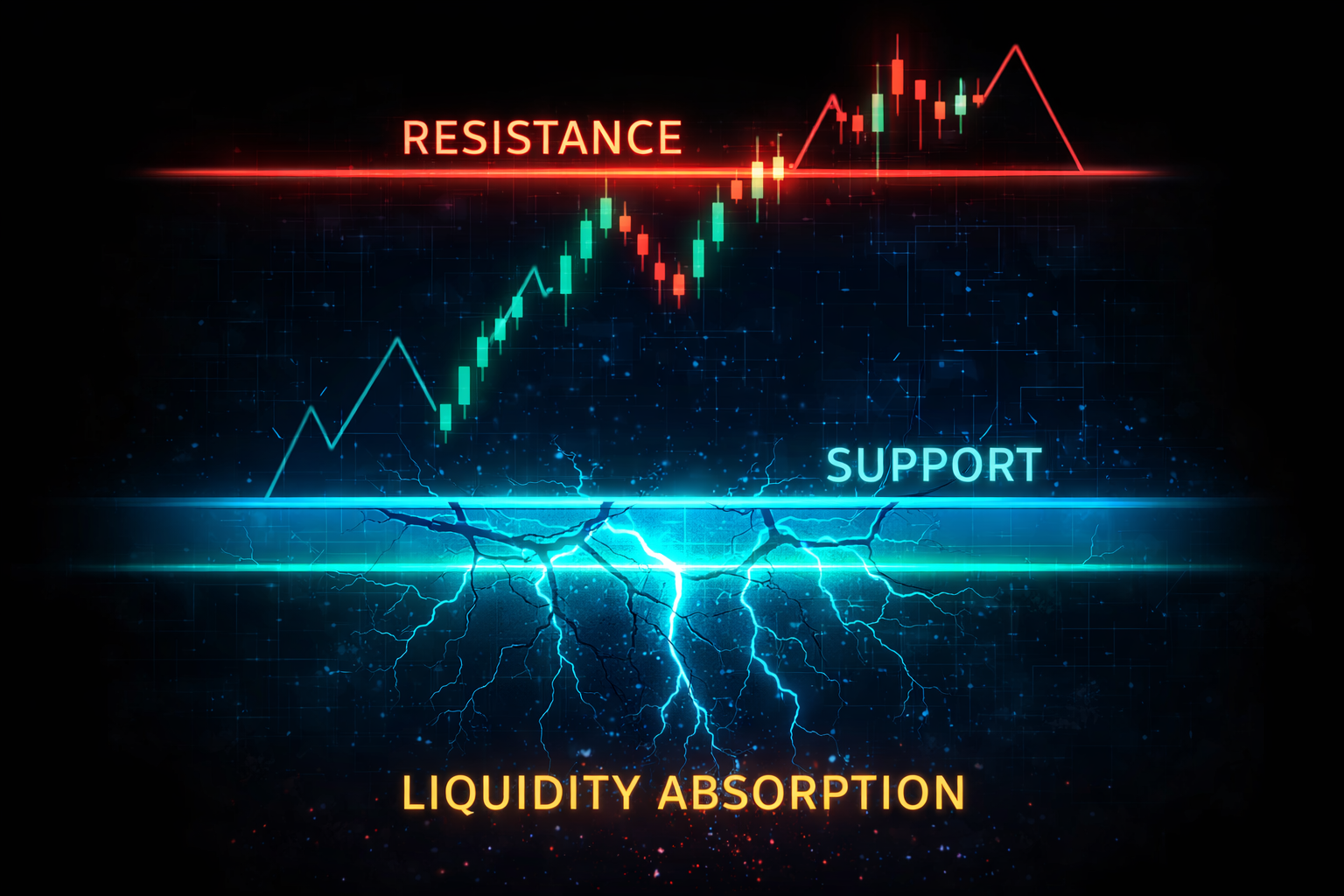 Illustration montrant les émotions de Peur et d'Avidité aux niveaux de Support et Résistance.