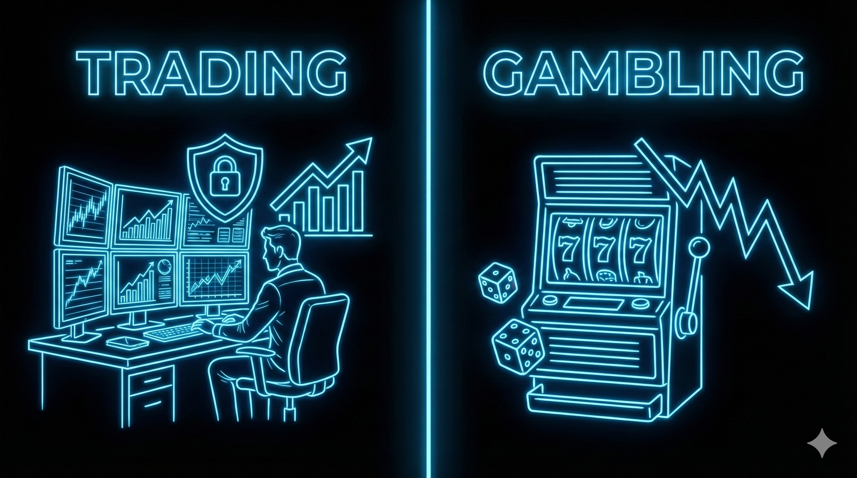 Graphique comparant la courbe de profit d'un trader discipliné vs un joueur